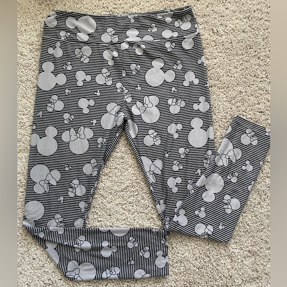 TC LuLaRoe Disney Mickey Minnie Head Tall Curvy Leggings - Picture 3 of 6